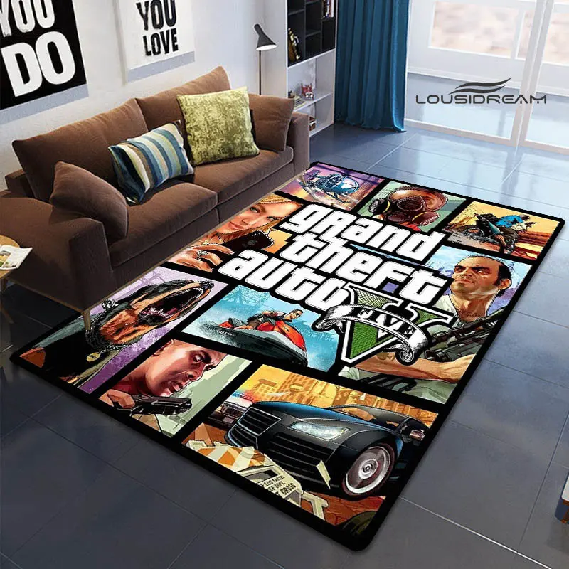 Grand theft Auto game printed carpet living room bedroom beautiful carpet anti -sliding door pad photography props birthday gift