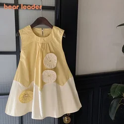 Bear Leader Korean Version Baby Clothing Summer Girls Casual Flower Vest Dress Kids Sleeveless 2-7 Years Clothes Plain Outfits