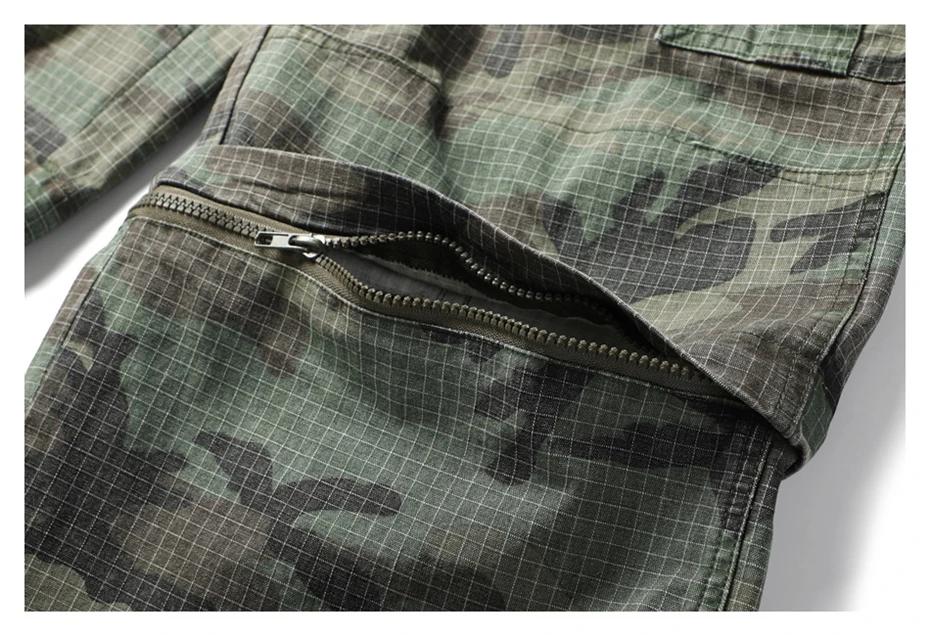 Men Camouflage Pants Cotton Casual Cargo Pant Men Streetwear Wide Leg Function Paratrooper Pants Cityboy Baggy Removable Trouser