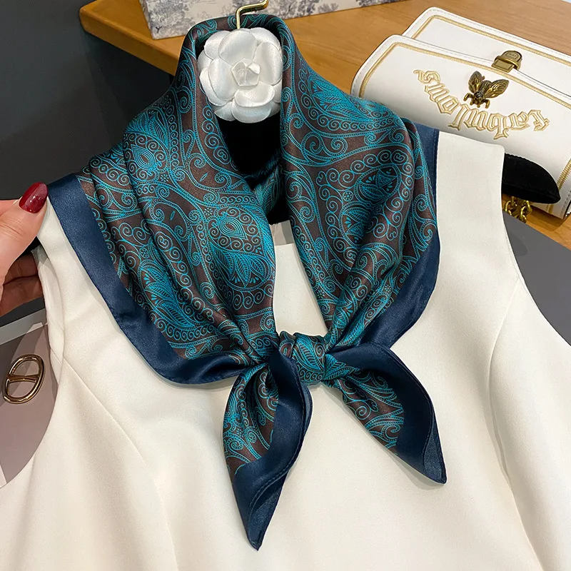 New 100% Real Silk Square Scarf for Women Hairband Foulard High Quality Bandana Scarves Summer Headkerchief Shawl Wrap Gift Box view 2