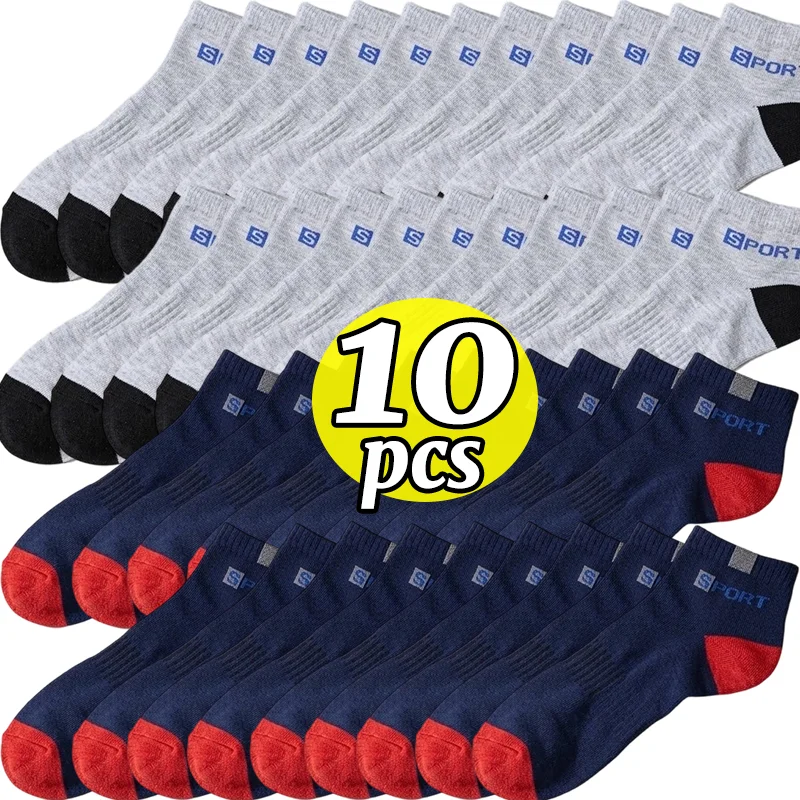 Men Sports Socks Breathable Mesh Low Cut Ankle Socks Cotton Soft Athletic Running Socks for Outdoor Hiking Tennis Gym Fitness