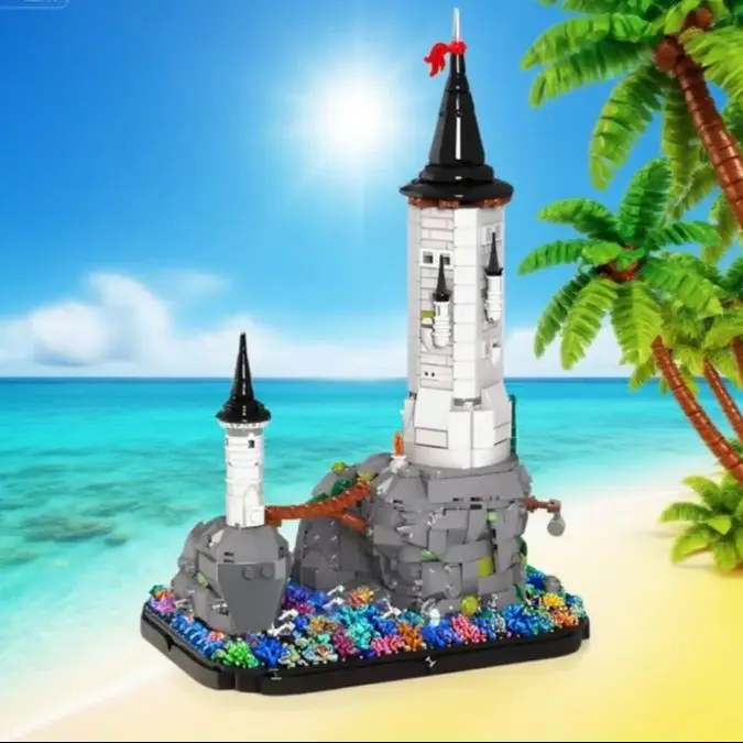 1327PCS Creative Expert MOCประภาคารบล็อกอาคารปราสาทยุคกลางTowerสถาปัตยกรรมอิฐประกอบของเล่นXmasของขวัญ