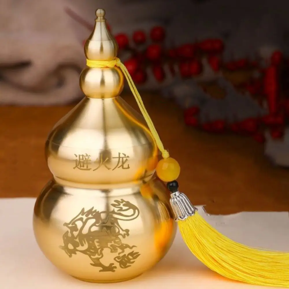 

Handicraft Fire-avoiding Dragon Gourd Brass Chinese Style Copper Gourd Top Open Cover Ancient Craft Gourd Ornament