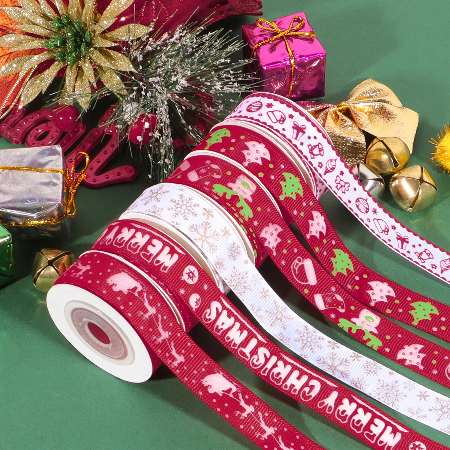 5 yards 15mm Weihnachten Band Gedruckt Weihnachten Polyester Band Für Handgemachte Design Weihnachten Dekoration DIY Geschenk Verpackung