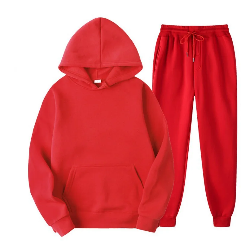 

Women Tracksuit 2 Pieces Sets Hooded Sweatshirt +Drawstring Pants Male Hoodies Running Sportswear Men Men's Autumn Sportwear