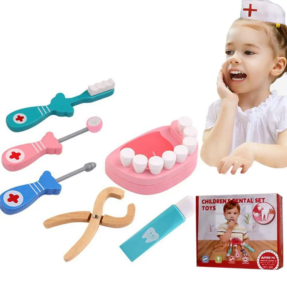 Dental Kit Toy Dentistry Toys Role Play Dentist Check Teeth Educational Kids Toys Simulation Doctors Set For Boy Girls Gift