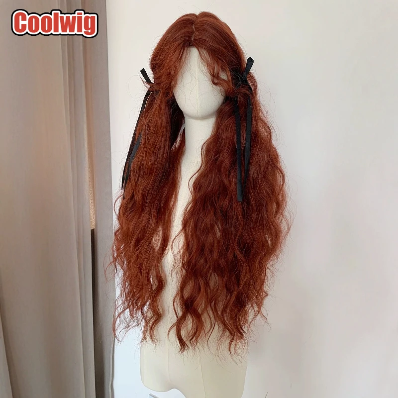 

Coolwig Synthetic Hair Fashion Anime 70cm Long Wavy Orange Red Lolita Wigs Halloween Role Play Party Cosplay Wigs Heat Resistant