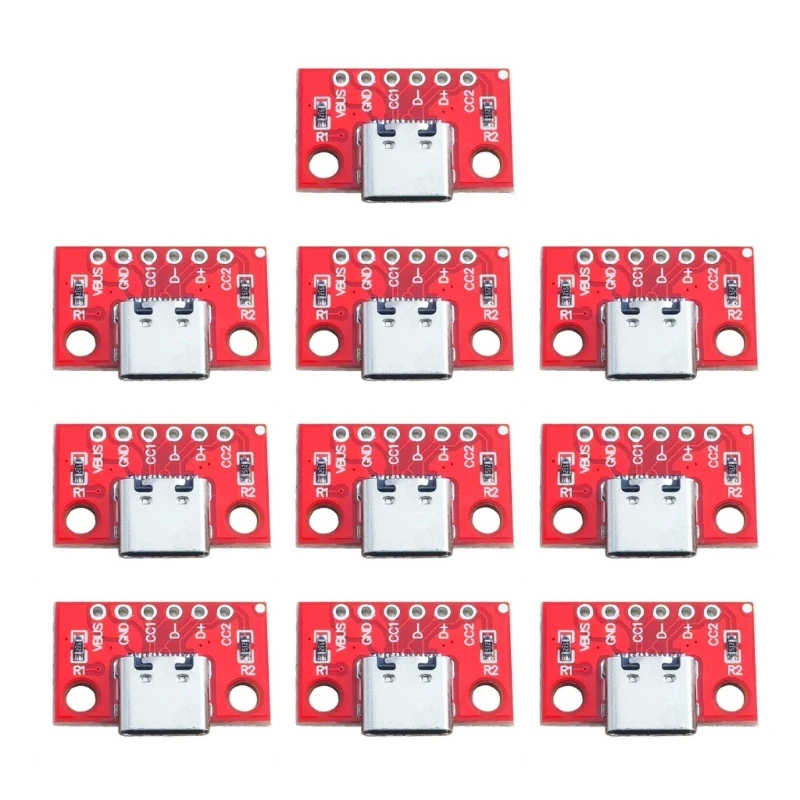 

G6DD 10Pcs USB C Testing Board Supports Multiple Interfaces 16P to 2.54mm USB 3.1 PCB