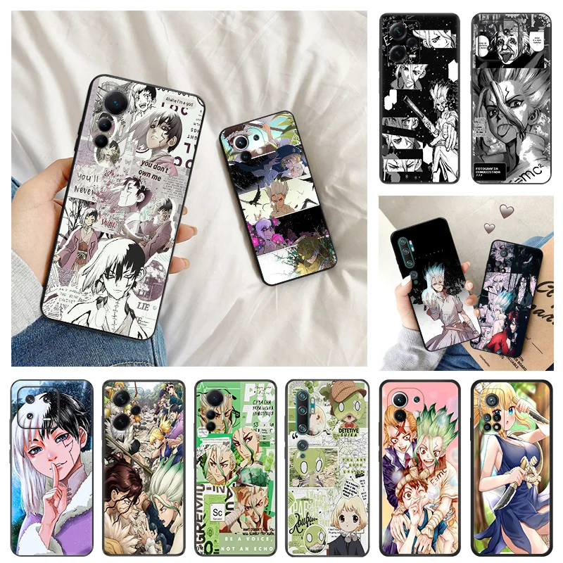 Ultra Thin Dr. STONE Anime Black Phone Case for Redmi Note13 4G 12s 12c 13c Xiaomi 13 12 Lite 12x 12t Pro Cover