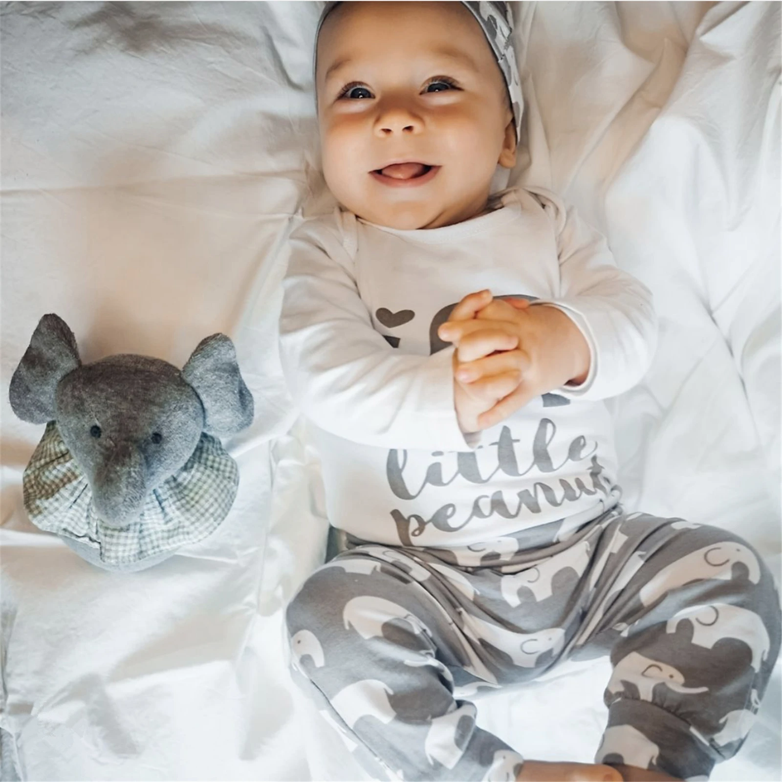 Fashion Newborn Infant Baby Boy 3Pcs Outfit Clothes Sets 2024 New Printed Long Sleeve Romper Bodysuit Top Pant with Hats