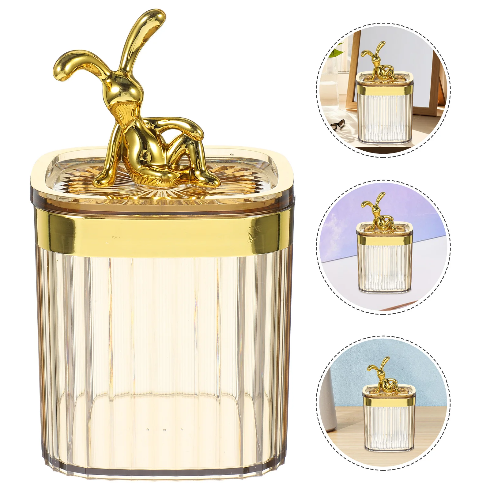 

Large Cotton Pad Box with Lid Transparent Makeup Organizer for Cotton Balls Swabs Hair Ties Flossers Desktop Storage Case