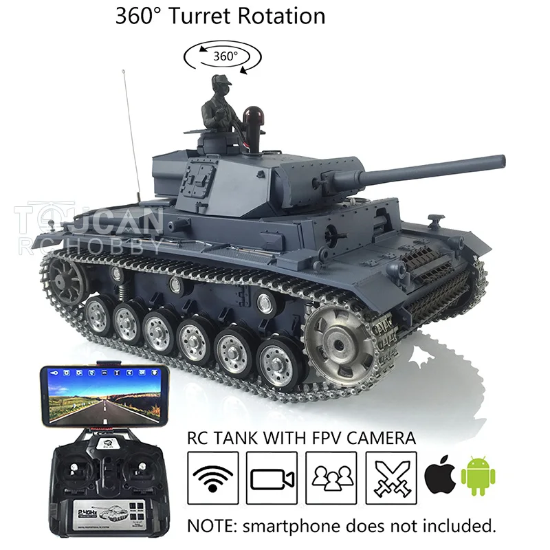 

1/16 7.0 HENG LONG FPV Customized Panzer III L RTR RC Tank 3848 Metal Track Wheel Remote Control Car TH17346-SMT4