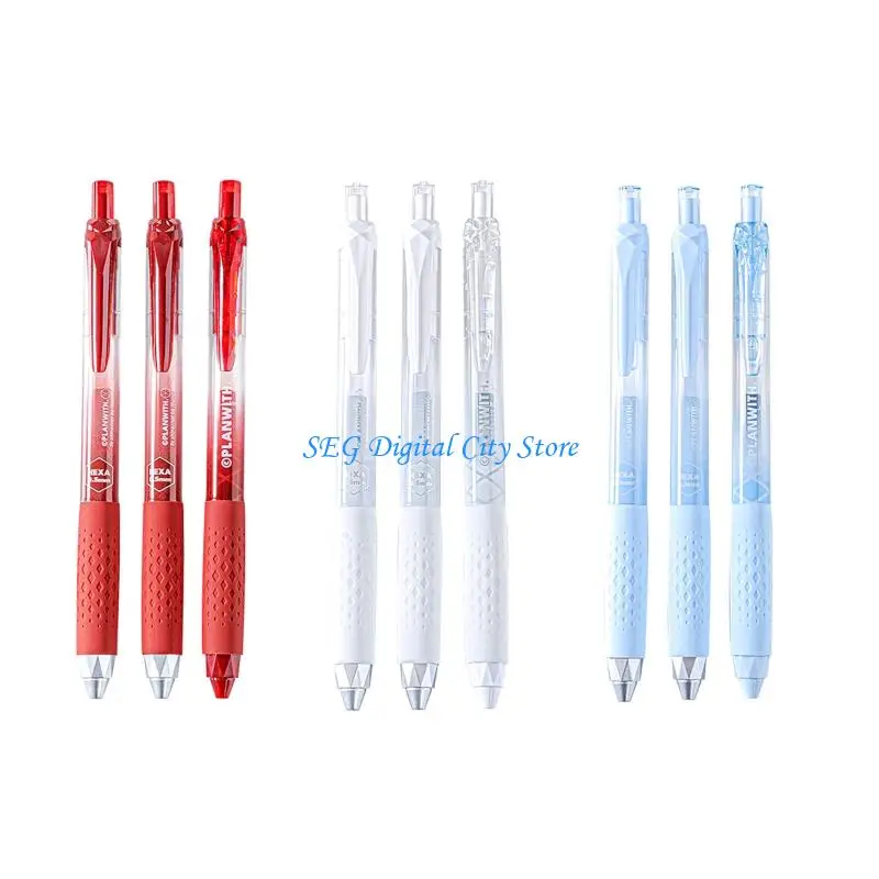 

U75B 3PCS Quick Drying Gel Pen Ergonomic Silicone Grip 0.5MM Tip Retractable Gel Pen Office Writing Tool for Note Taking