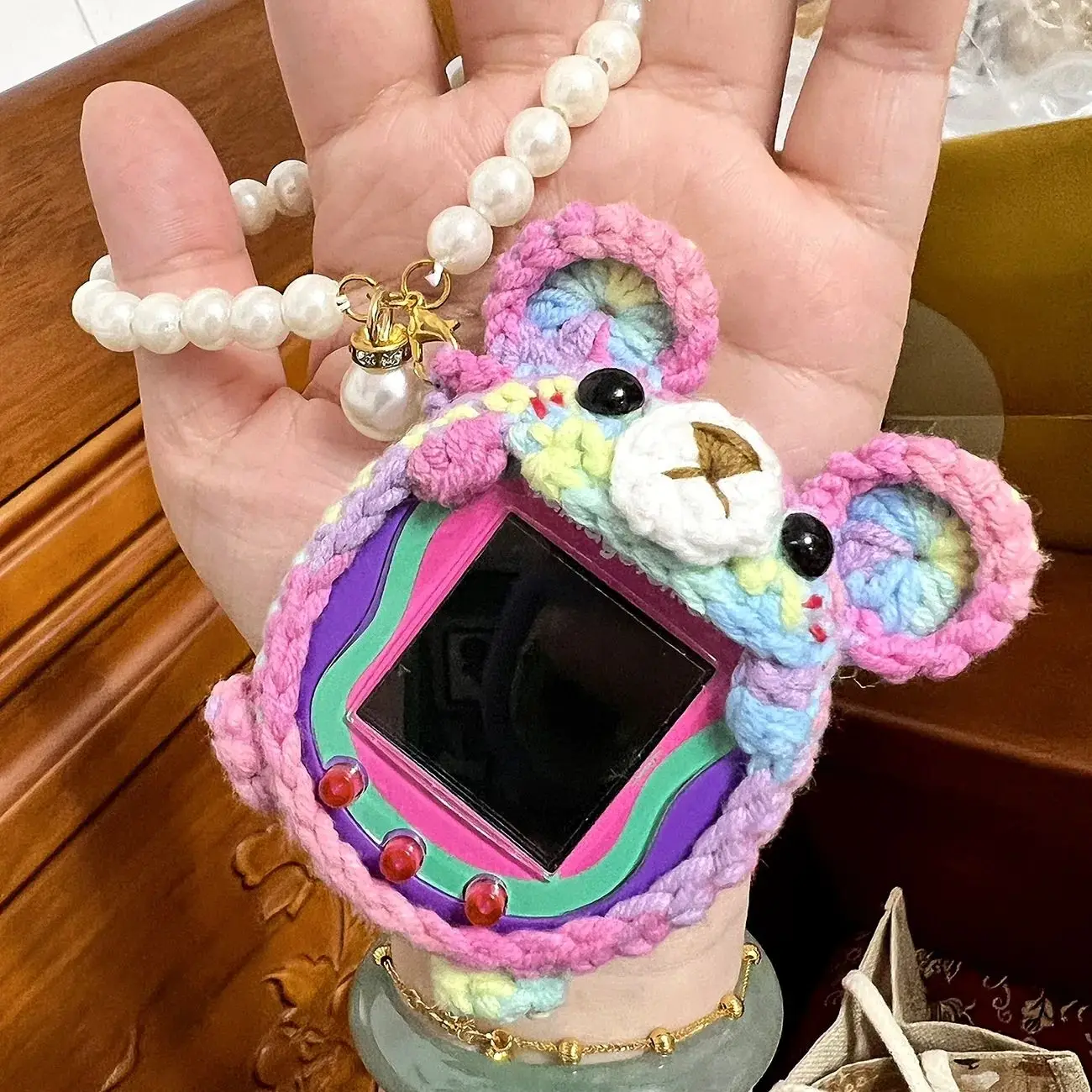 Kawaii Tamagotchi الغطاء الواقي اليدوية الملونة الدب Tamagotchi الغزل واقية قذيفة Uni Meets Pix 4u الذكية