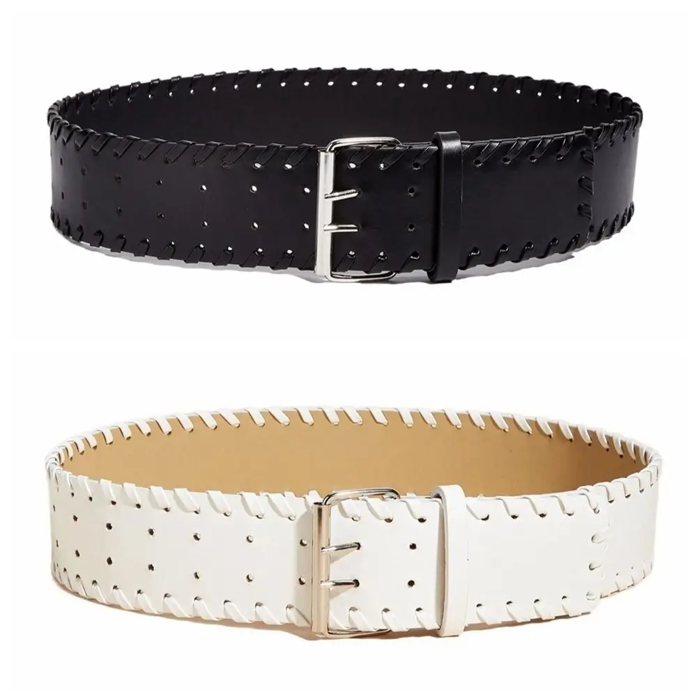 شخصية المنسوجة بولي Leather حزام من الجلد الكورية نمط Y2k المرأة واسعة حزام الشرير Harajuku قبعات رعاة البقر الغربية حزام فتاة حار