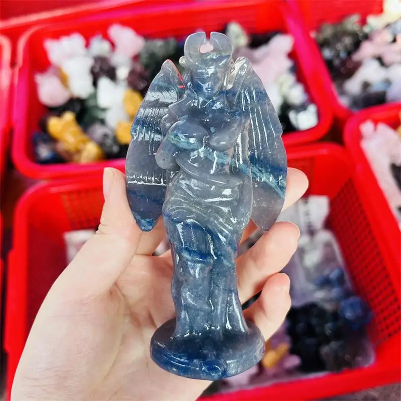 Estatua tallada de Aventurina azul Natural, bruja, Succuba, Lilith, energía curativa, artesanías de piedras preciosas para regalo de Navidad, 1 Uds.