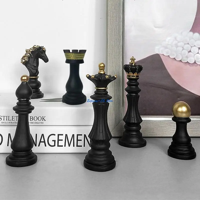 Y51D International Chess Fatuines Decor retro caseiro simples Ornamentos xadrez moderno