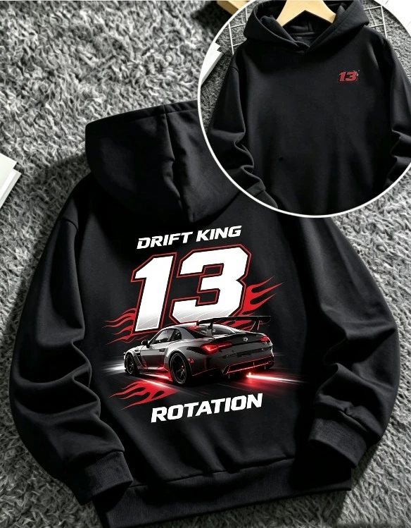 Children's Hooded Sweater DRIFT KING Number 13 Racing Print Casual Comfortable Soft Spring and Autumn Models