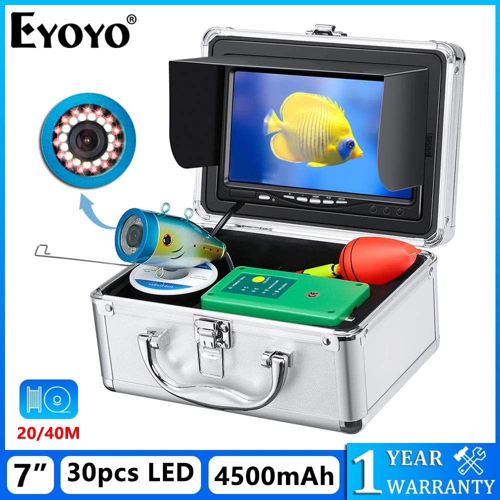 Eyoyo 20M/40M Underwater Fishing Equipment 7 Inch TFT Screen Portable Fish Detector 1000TVL Waterproof Camera For Find Big Fish