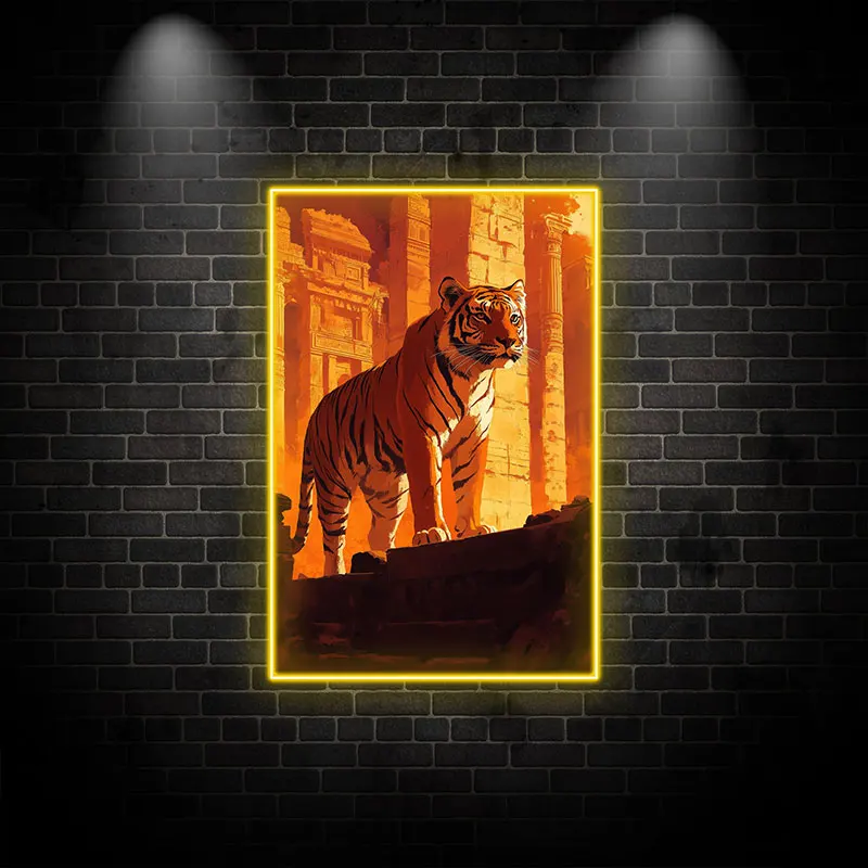 Vintage Neon Tiger Light - Majestic Palace Aesthetic, LED Wall Decor for Bars, Man Caves and Art Spaces - Unique Statement Piece