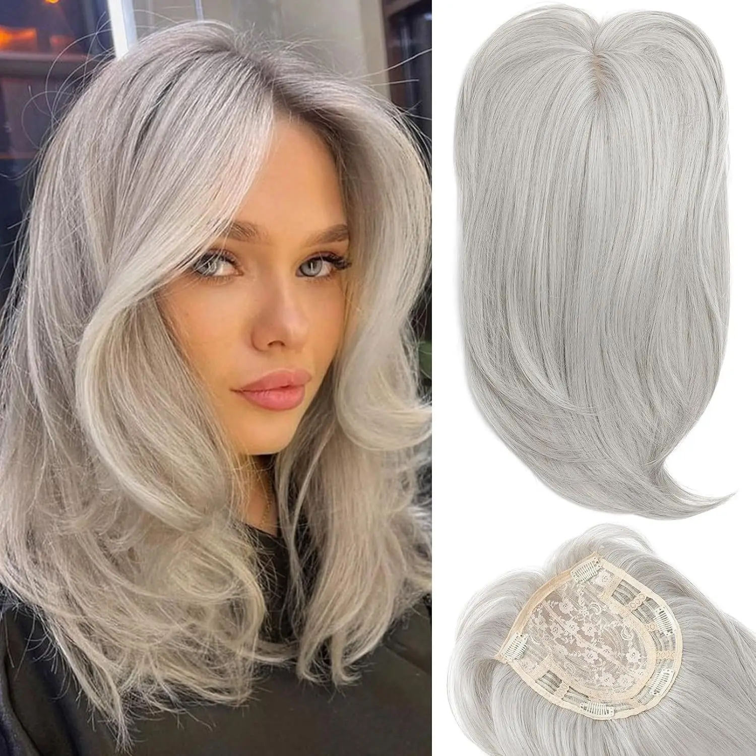 

Synthetic Hair Wig Toppers 18 Inch Long Stragiht Breathable Invisible Toupee With Clip Synthetic Hair Toppers for Woman