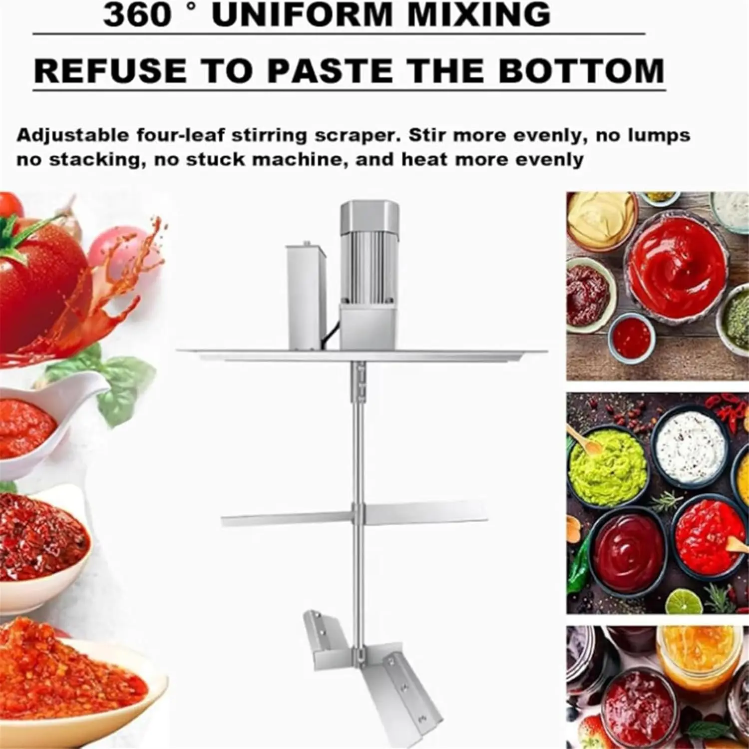 خلاط مربى كهربائي من الفولاذ المقاوم للصدأ وعاء أوتوماتيكي مع مكشطة خلط 4 شفرات لآلة خلاط المطبخ 20L 25L 40L