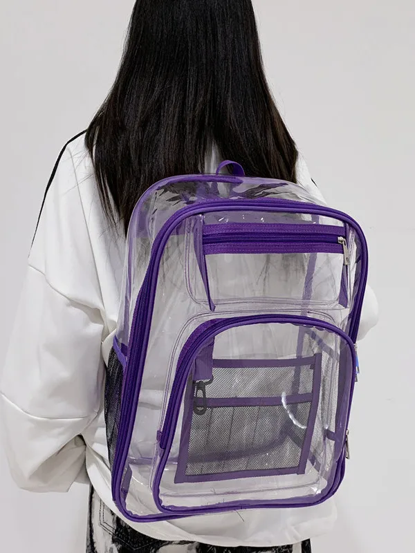 Transparent PVC Large Capaci Double oulder Bag for Men And Women High School Students College Entrance Exnation Bapa