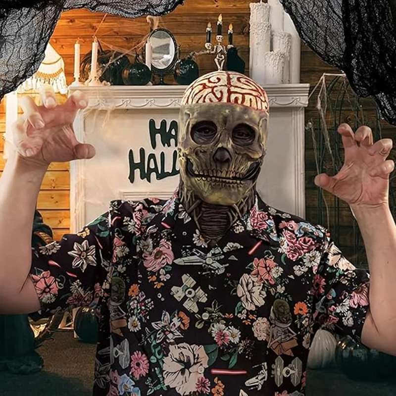 Halloween Evil Skull Mask Dj Night Clubs Cosplay Horror Fotografia Puntelli Killer 3D Realistico Skull Copricapo Maschera con testa di teschio rosso