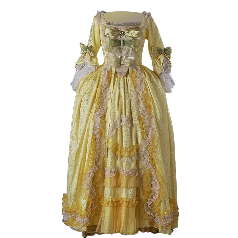 

18th Century Rococo Noble Yellow Gown Royal Court Noble Princess Baroque Dress Medieval Marie Antoinette Ball Gown