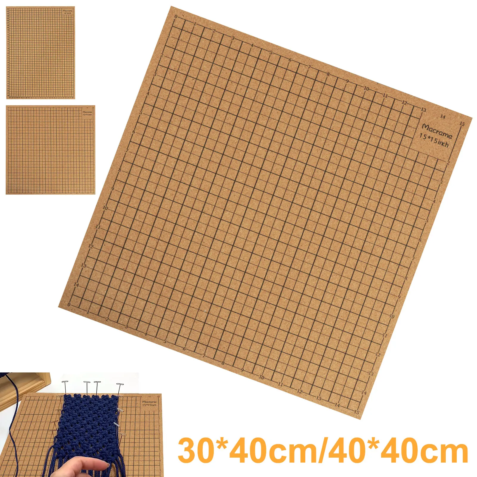 Macrame Board with Grids Double Sided Macrame Project Board with 50 T-pins Reusable Macrame Cork Board Portable Lightweight