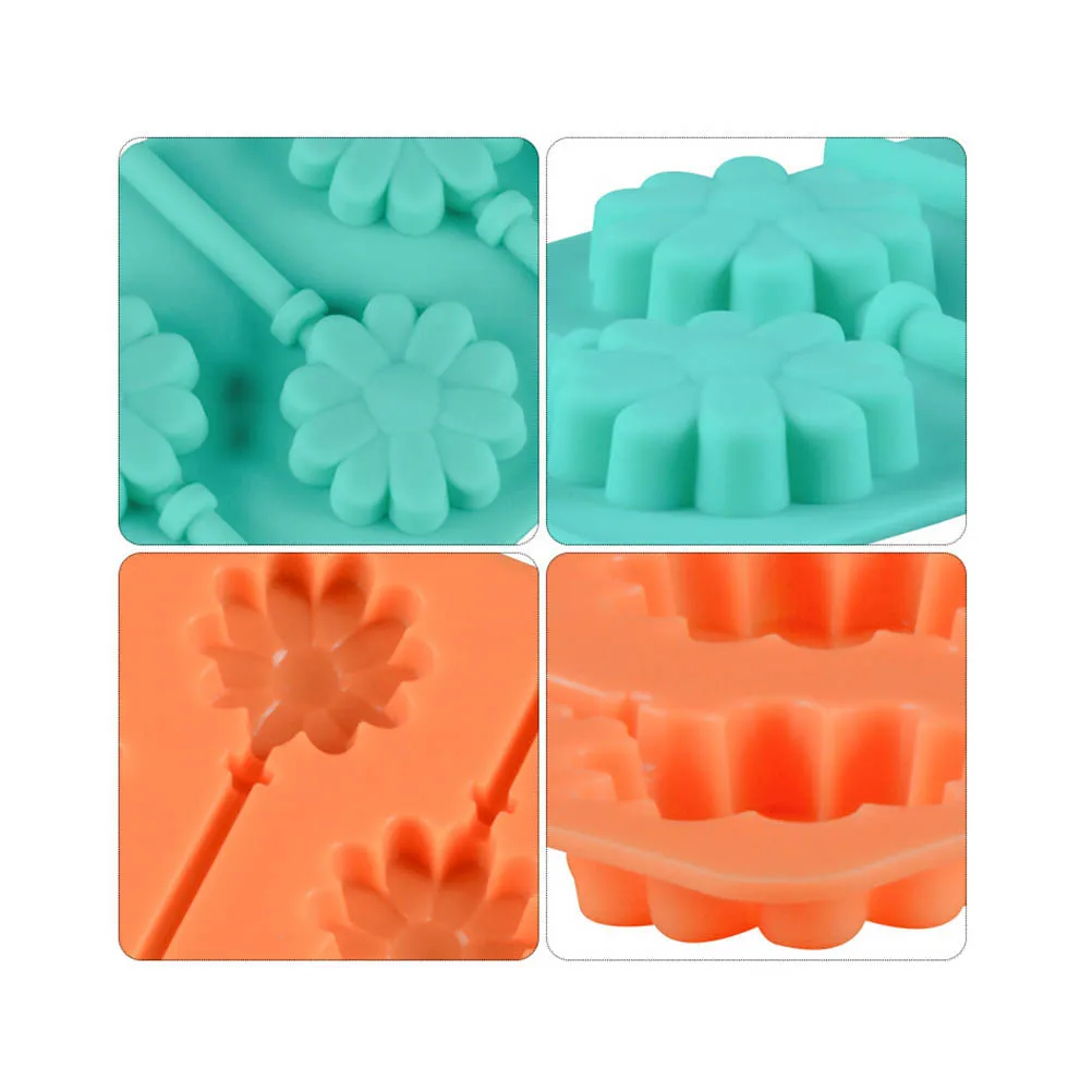 

Silicone Floral Cake Mold Lollipop Chocolate Sugar Craft DIY Ice Tray for Baking Candies Biscuit Decorating Fondant Cooking