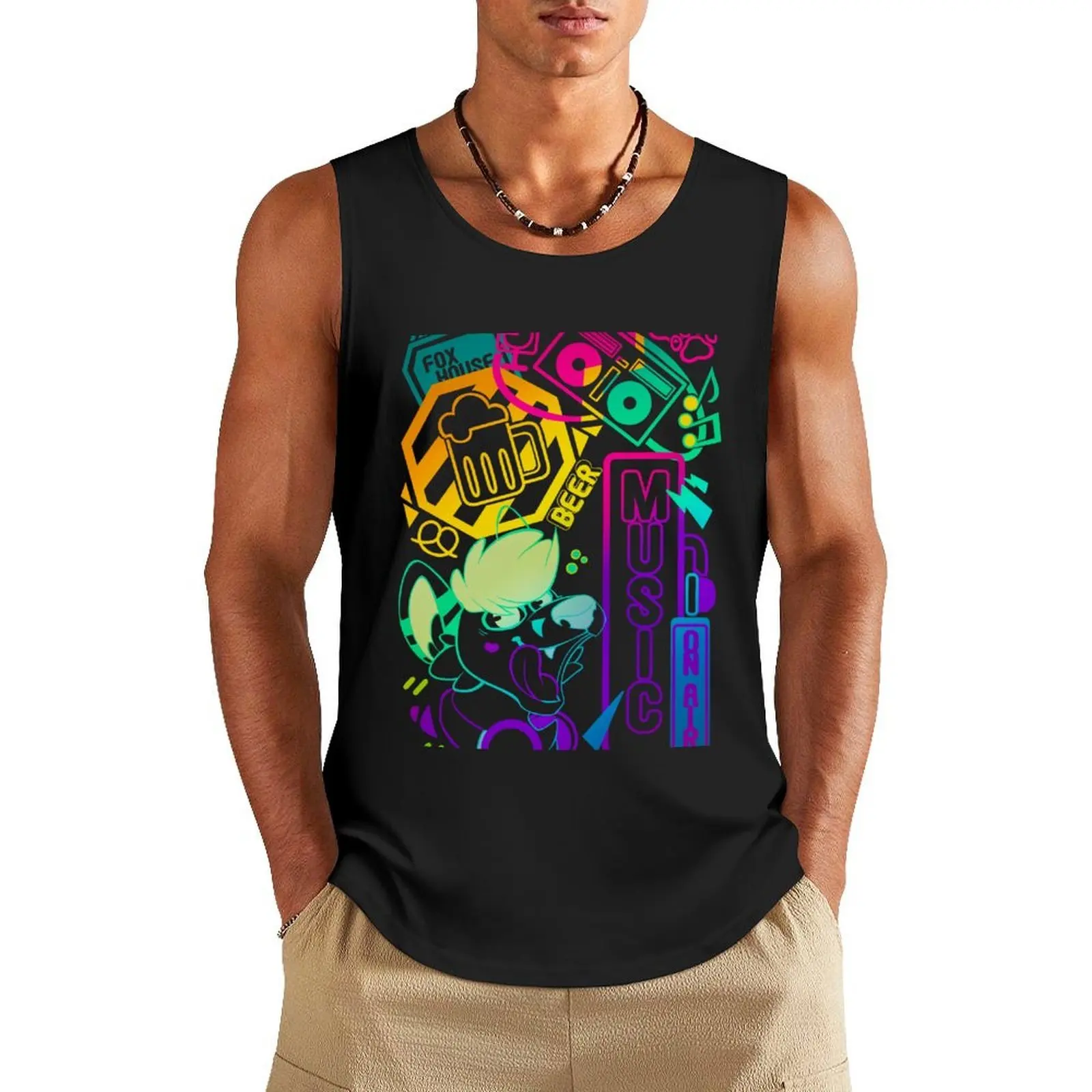 

(Limited) Kjisu's Gay Pridelife Furry Design Tank Top gym clothes men singlets for men Sports clothing T-shirt male