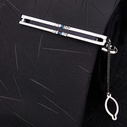 New Chain Tie Clip Fashion Men's Women Formal Wear Business Banquet Cocktail Party Luxury Crystal Tie-clips Wedding Accessories