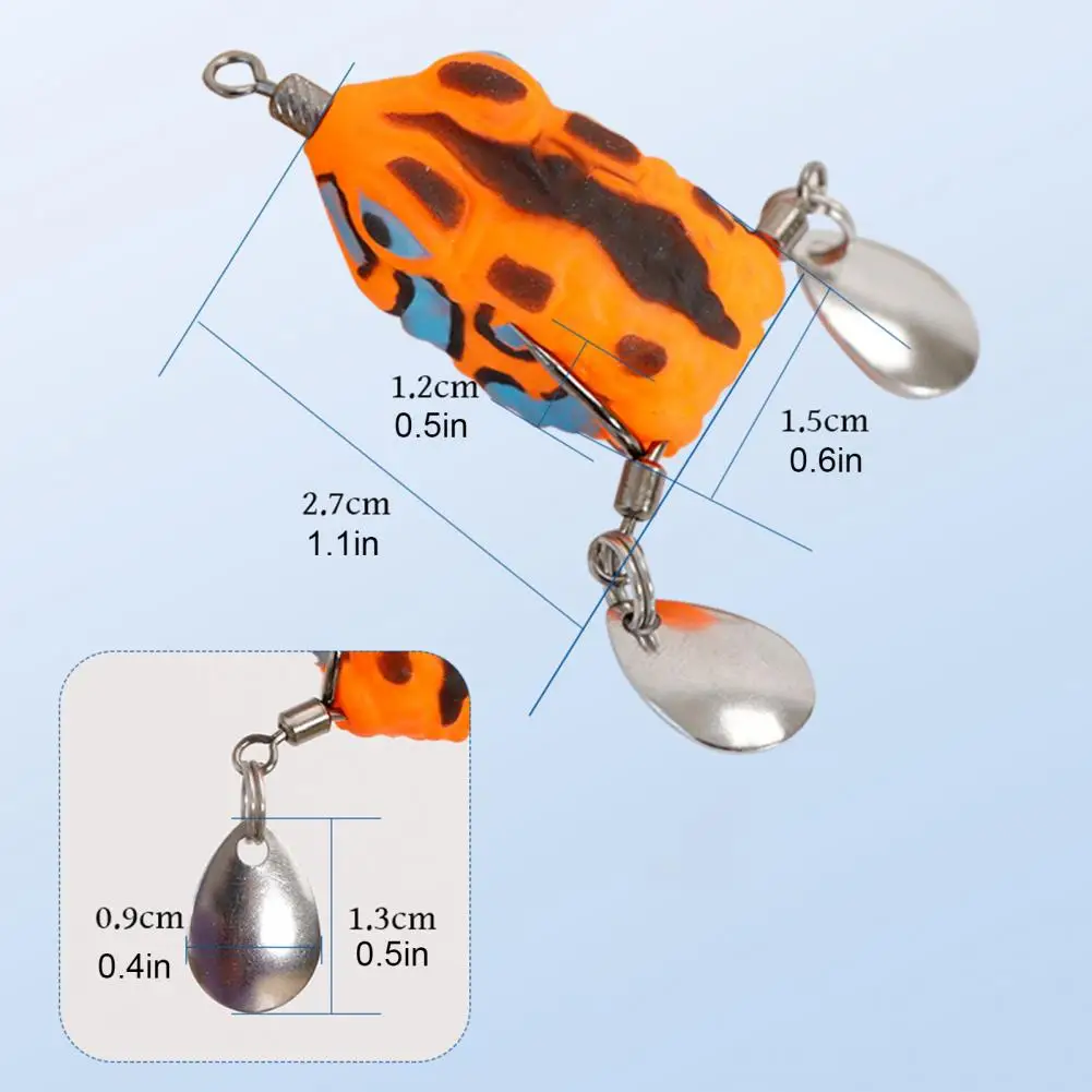 

2.7CM/3.2G Mini Soft Frog Lure With Weedless Hook Spinner Blade PVC Artificial Frog Baits Bass Snakehead Fishing Accessories