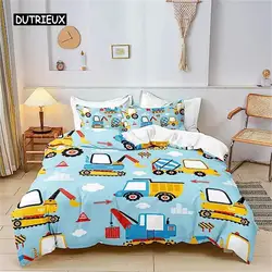 Duvet Cover Cartoon Excavator Tractor King Duvet Cover Cartoon Construction Truck Bedding Sets Vehicle for Children Room Decor