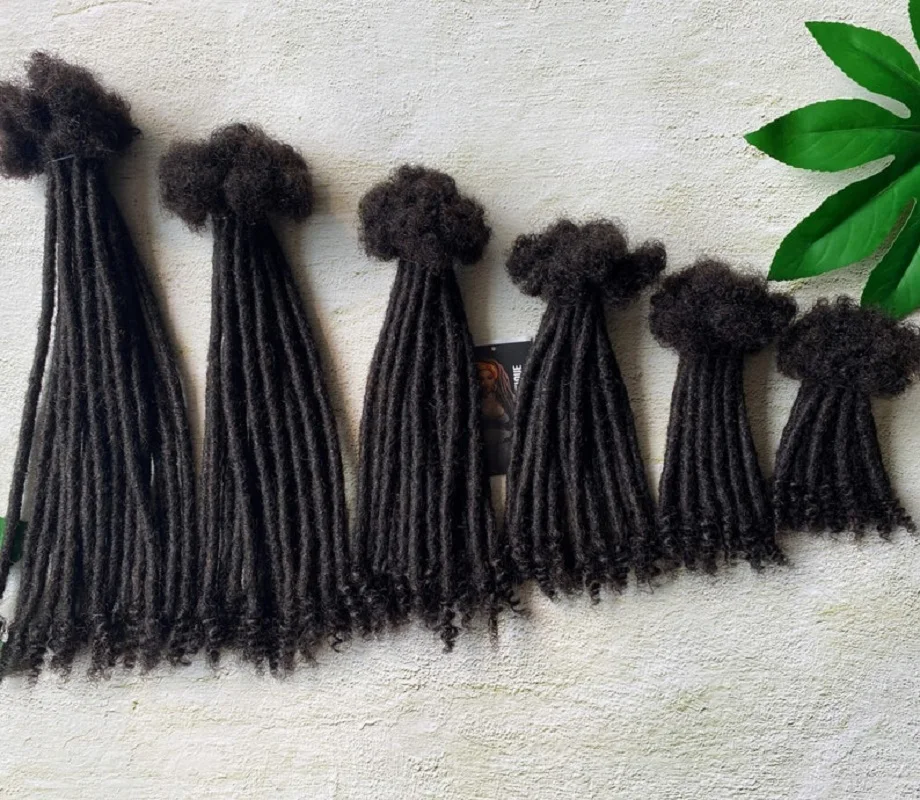 Afro Fully Handmade Permanent Loc Extensions Human Hair Raw Vietnamese 0.4 cm Width Dreadlock Extensions For Men/Women 10-40Pcs