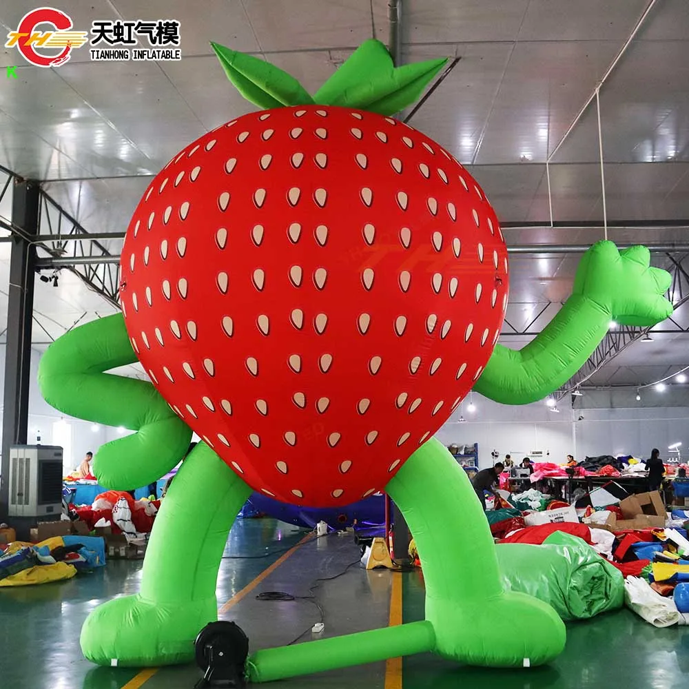 3m/4m/6m 높은 풍선 딸기 복제 빨간 딸기 풍선 마스코트 의상 광고용 공기 풍선