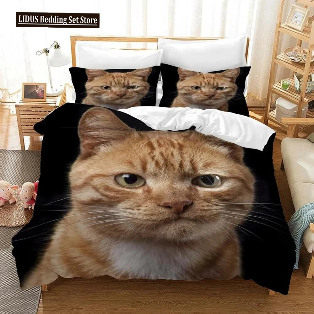 Cat Duvet Cover Set Cat Lover Gifts Bedding For Women Cute Kitten Pattern Bedroom Decor Twin Double Queen King Size Quilt Cover