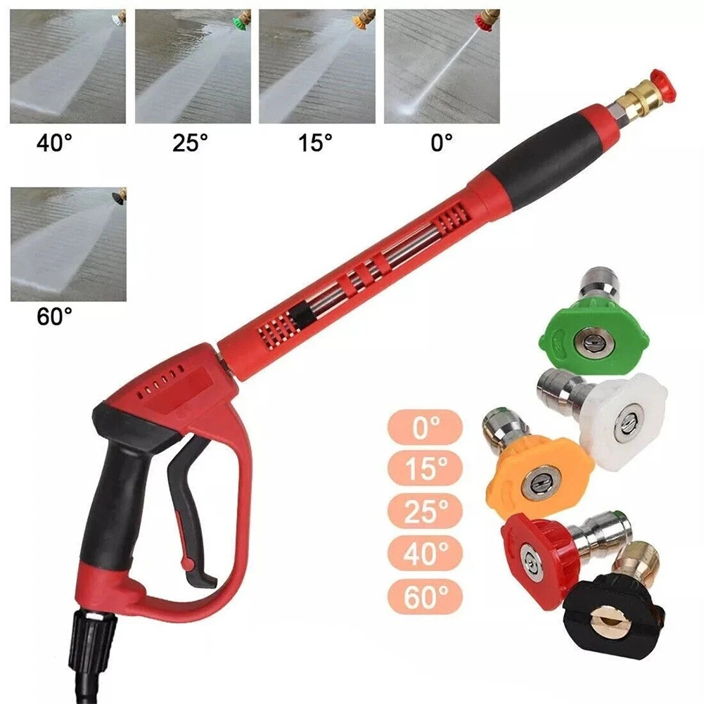 High Pressure Washer With 5 Nozzles Stainless Steel Wand For Car Driveway Roof Cleaning Garden Hose Nozzle Tool
