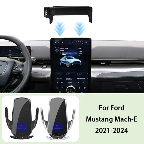 자동차 휴대폰 거치대 스크린 패널 고정 베이스, 포드 머스탱 Mach-E 2021-2024, 자동차 휴대폰 무선 충전 마운트 액세서리