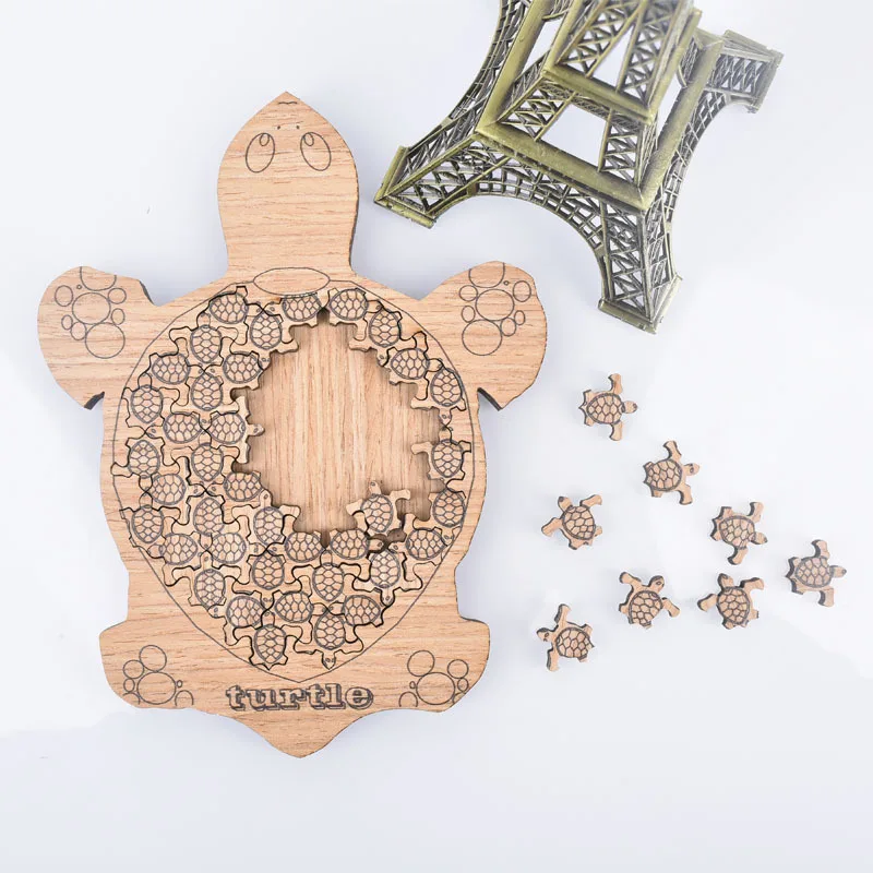 Puzzle de tortue en bois irrégulier, jouets interactifs à dix niveaux de difficulté élevée, cadeaux de vacances, ornements artistiques