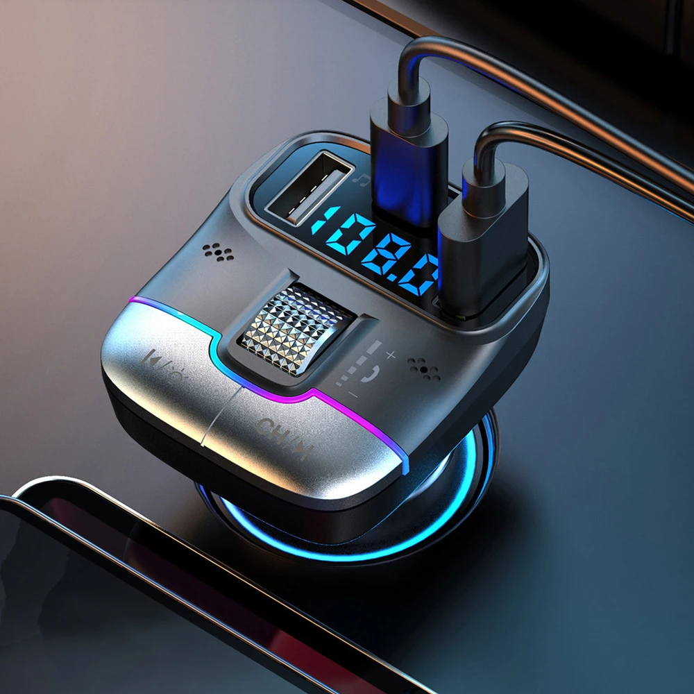 Bluetooth 5.3 FM Transmitter Handsfree Car Radio Modulator MP3 Player USB PD Fast Charge Adapter for Smartphone