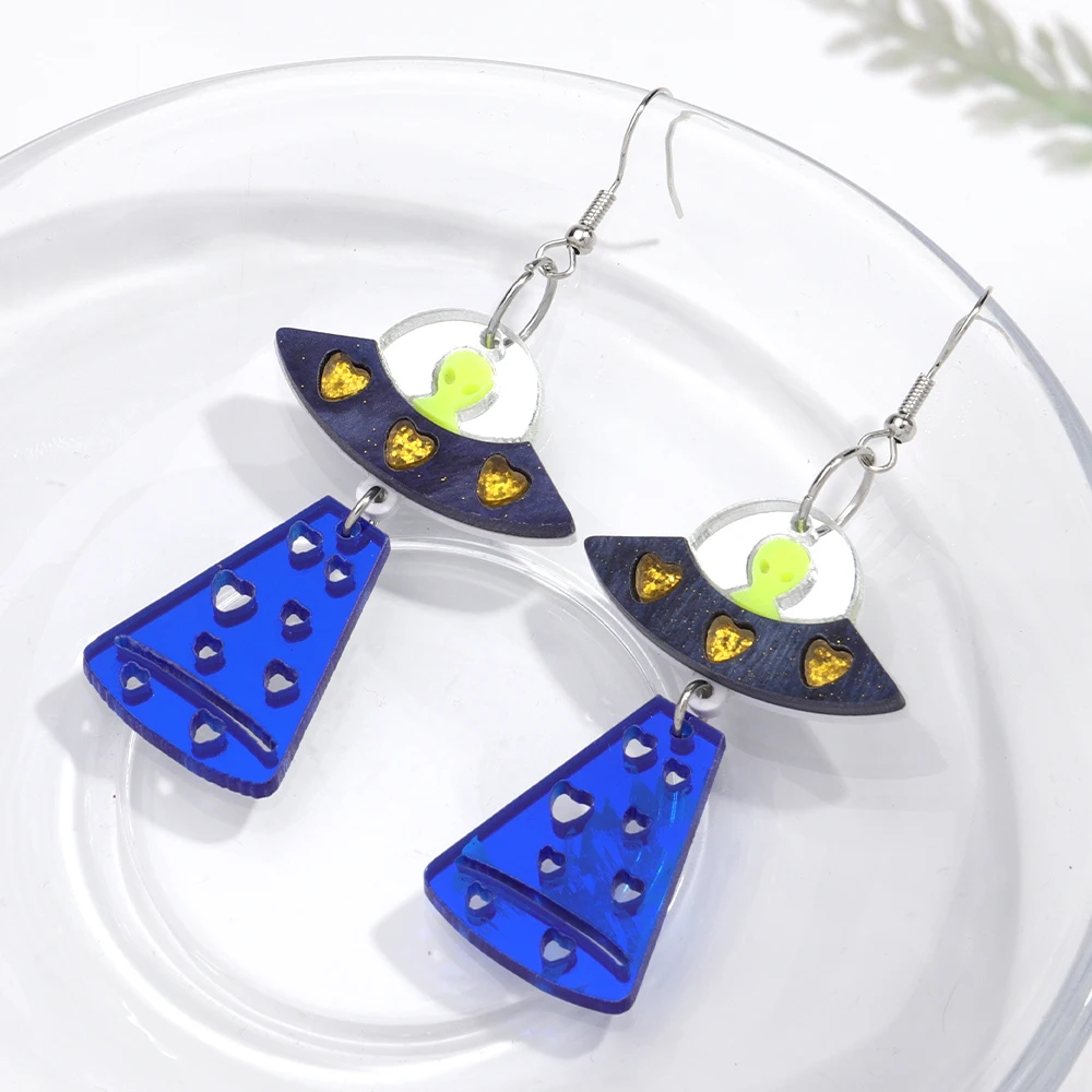 Women's Creative UFO Alien Acrylic Drop Earrings