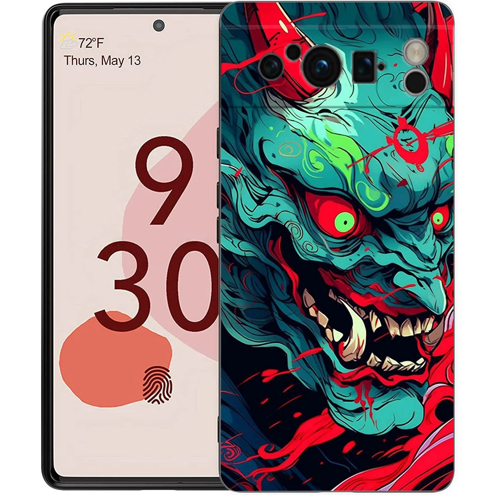 Japan Samurai Oni Mask Phone Case Cover for Google Pixel 9 8 7 6 7A 6A Pro Shockproof Silicone Soft 9 Pro XL Shell Capas Fundas