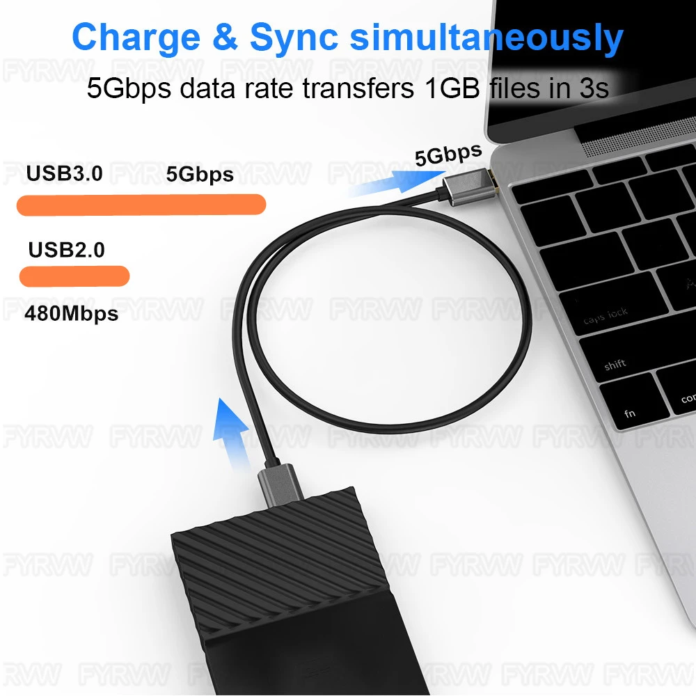 USB C to Micro B Hard Drive Cable USB-C Type C 5Gbps Data Connector Adapter For Smartphone Note3 PC Camera WD Toshiba Disk Cord