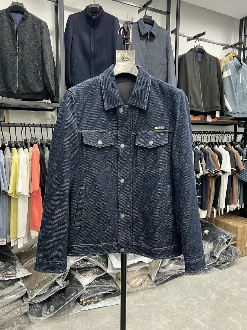 

Утепленная джинсовая куртка Slim Fit из хлопка на молнии для весны и осени, повседневный стиль, с длинными рукавами, молодежная модная верхняя одежда