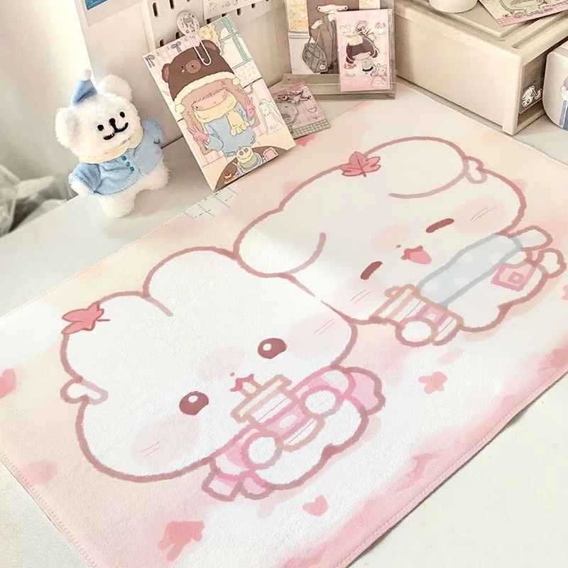 Cartoon Rabbit Polka Dots Pu Leather Mousepad Office Desk Mat Mouse Pad Computer Speed Type Carpet Player Laptop Keyboard Mat
