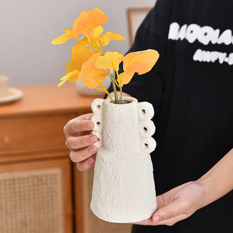 Retro style Coarse pottery Vase, Home Dining Table Living Room Bedroom, Office Tabletop Decoration Accessories, Flower Ware, 1Pc