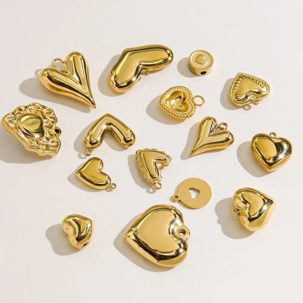 CARLIDANA Fashion 18k Gold Plated Stainless Steel Oil Drop Heart Pendant Charms for Jewelry DIY Bracelet Necklace Accessories