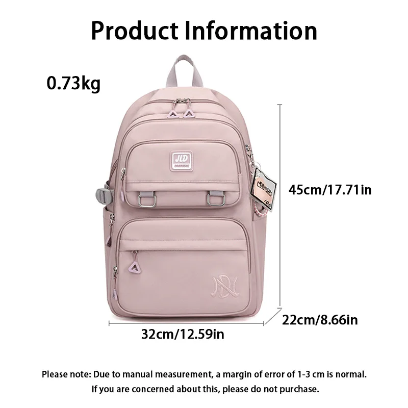 Large-Capacity Unisex Student Backpack Durable Nylon Casual Backpack Multi-Compartment Travel Backpack Daily Commuter Backpack